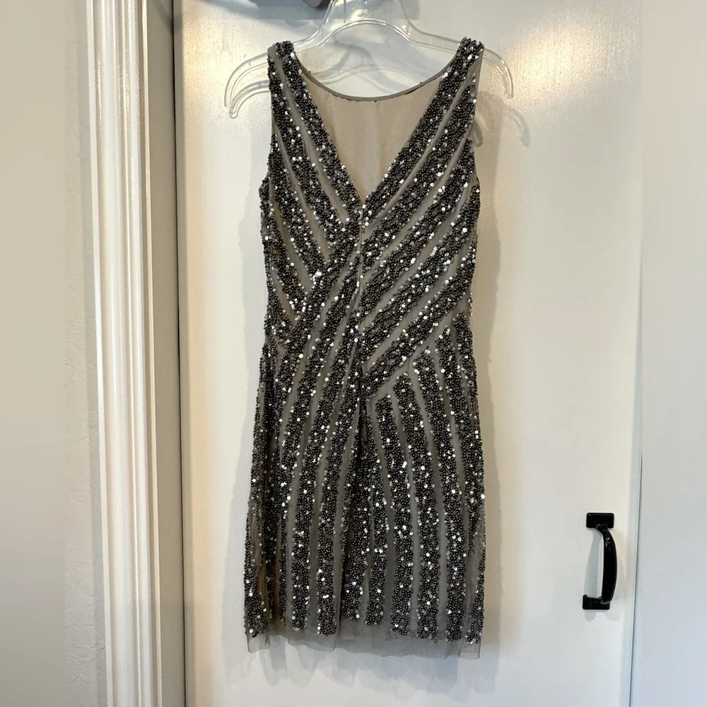 Adrianna Papell Black Sequin Sleeveless Mini Dress - Picture 2 of 6